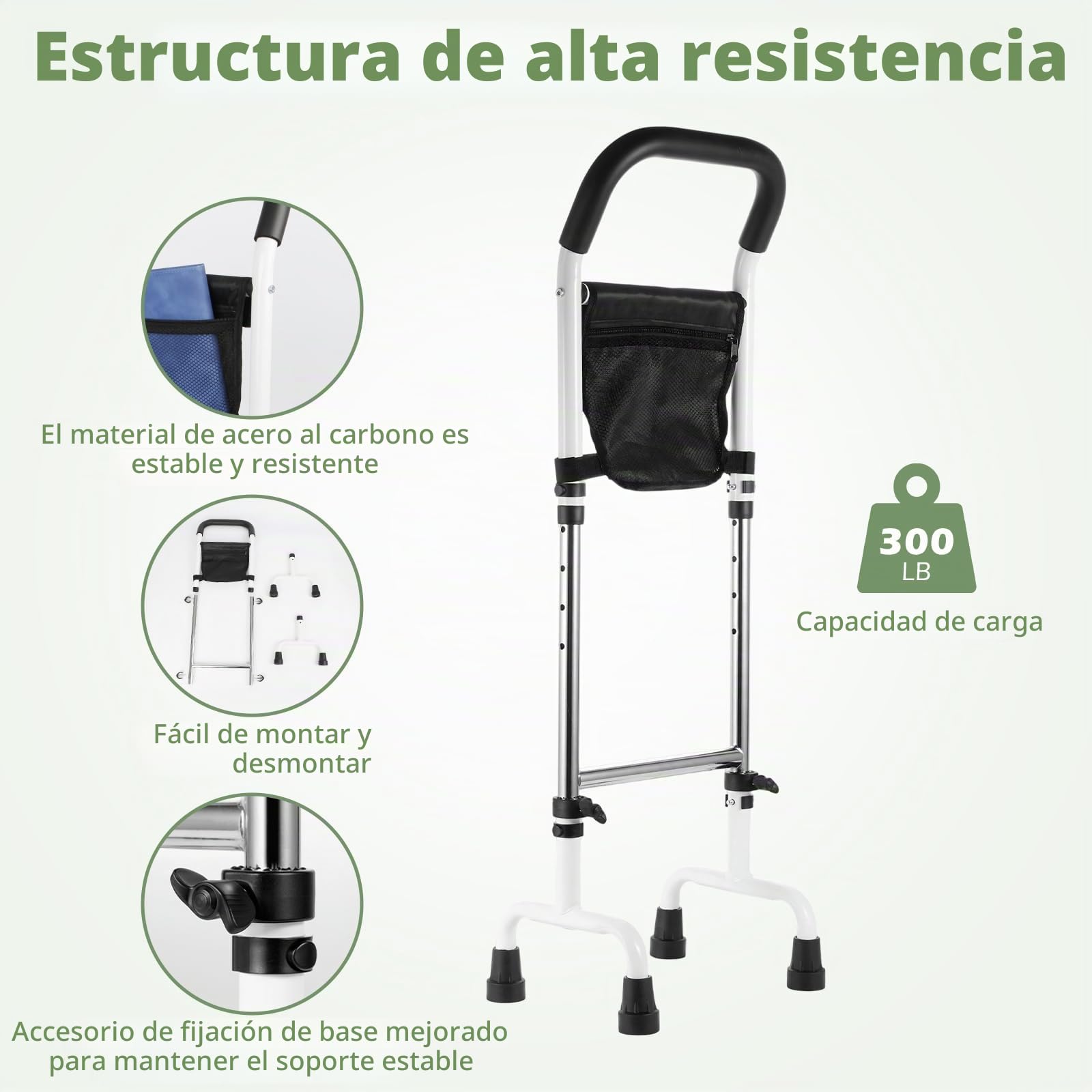 Ayuda para Levantarse para Personas Mayores, Ayuda para Levantarse de la Cama, Ayudante Móvil Ajustable para Levantarse, Clip de Fijación de Base Mejorado, Ayuda de Pie para Cama, WC, Sofá