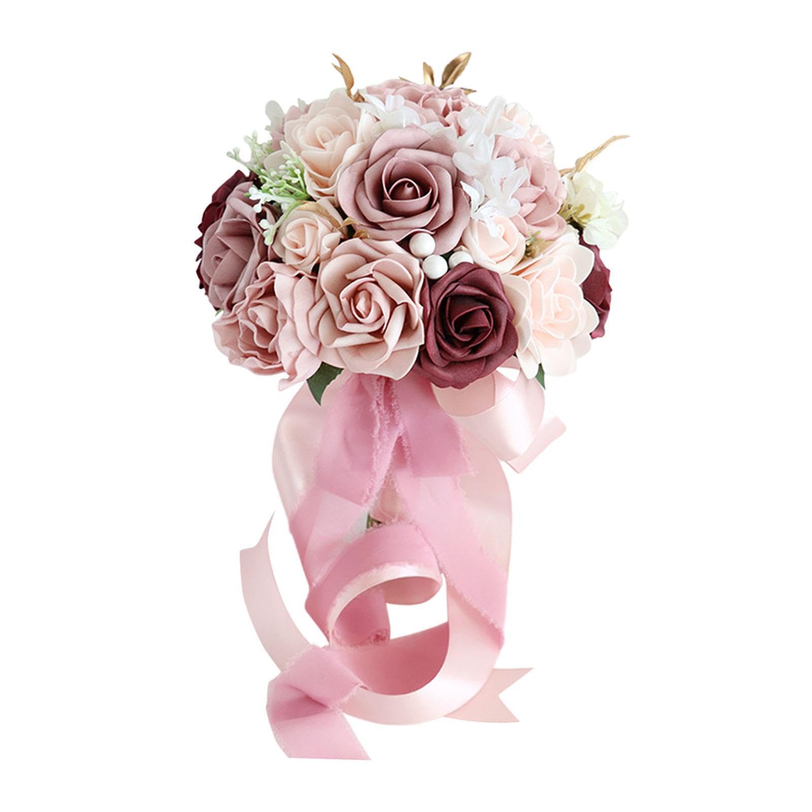 Auyxssz Alluring Wedding Bouquet Featuring Bridesmaids Lifelike Silk Flower Beautiful Outdoor Wedding Photography Silk Flowers Bridal Bouquet Rose Flowers For