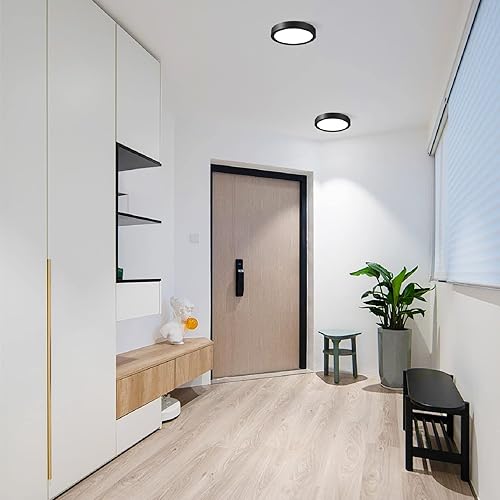Miniatura 5 de ocioc Lámpara de techo LED de montaje empotrado de 6.7 pulgadas, color negro, 15 W, 5000 K, lámpara de iluminación redonda ultrafina para