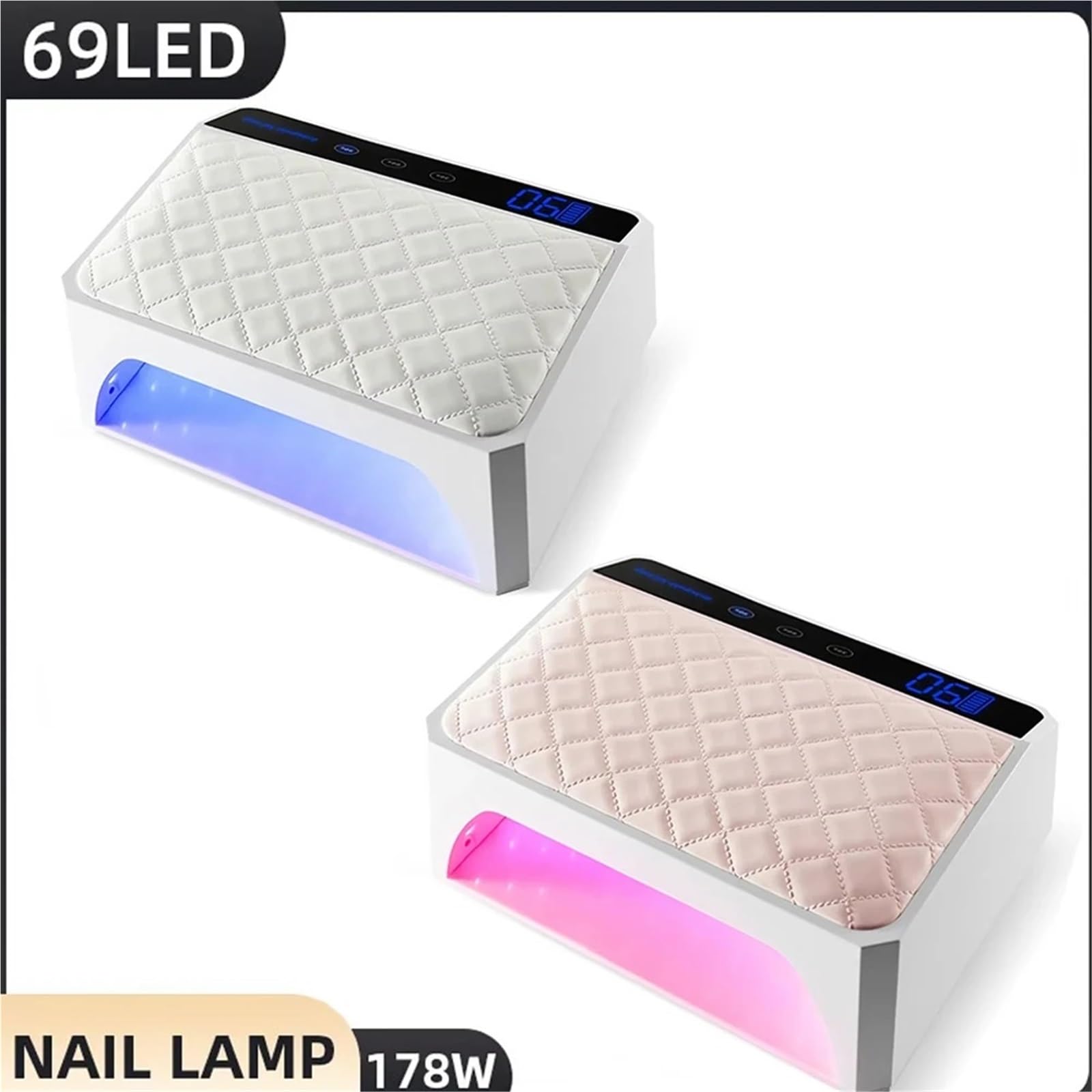 Lampara de uñas Lámpara de uñas UV LED de 178 W con almohadilla for las manos, diseño extra grande for dos manos, secador de uñas recargable.(Bianco)