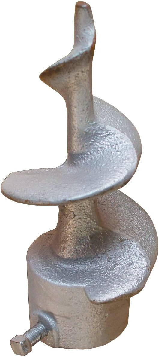 Dock Edge Stationary Dock Base Leg Pipe Sand Auger, Galvanized, 7/16" Holes for 3/8" Carriage Bolts,Grey