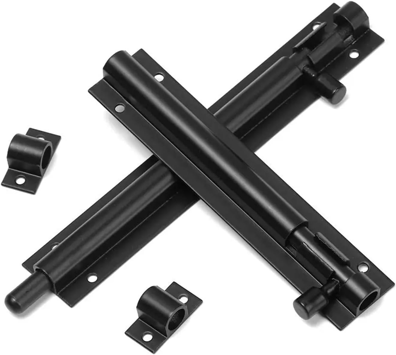 Sliding bolt door latch, Sliding Bolt Latch for Doors Gates Sheds Multiple Sizes Black Silver(6inch)