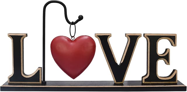 Rustic Wood Love Sign Christmas Table Decoration Freestanding Cutout Love Letter Tabletop Centerpiece Decorative Love Word Sign Holiday Shelf Mantel Fireplace Decor Wedding Valentine Day Gift