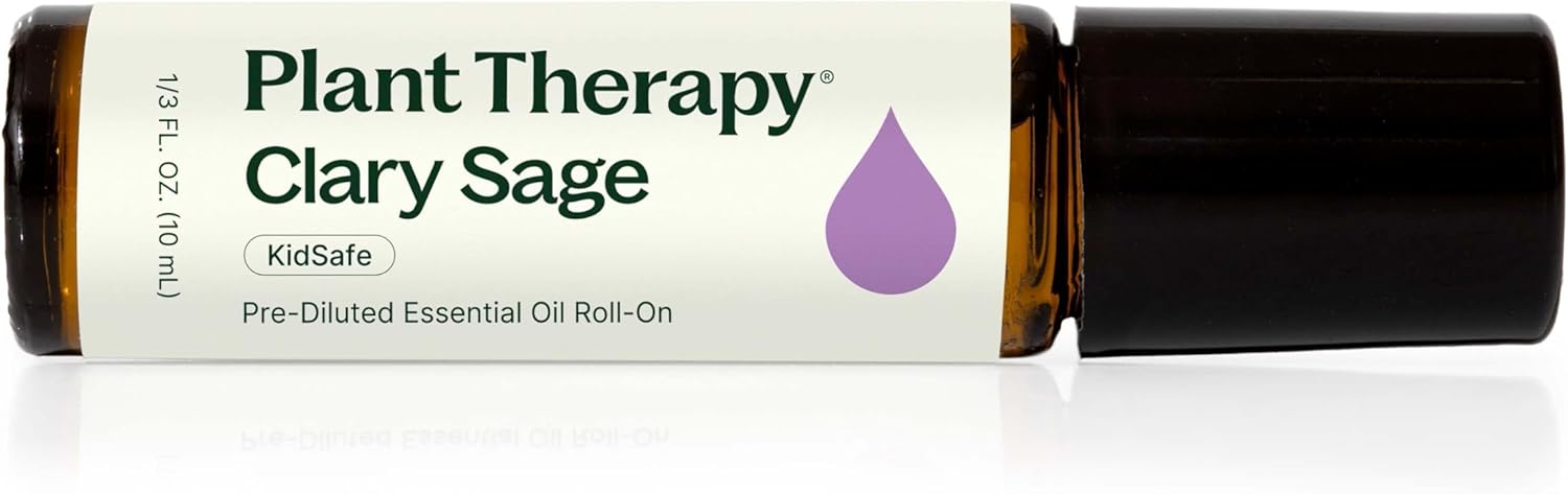 Plant Therapy Clary Sage Pre-Diluted Essential Oil Roll-On 10 mL (1/3 oz) 100% Pure, Natural Aromatherapy, Therapeutic Grade
