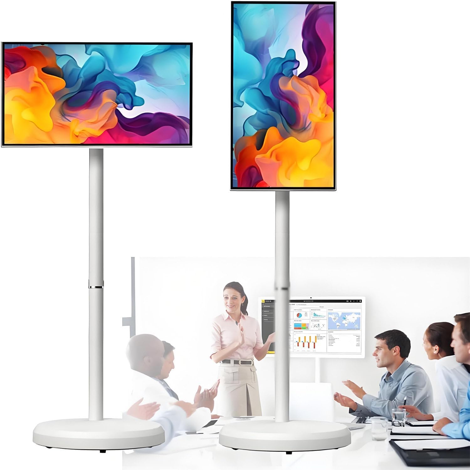 Smart TV portátil, Monitor táctil inteligente, TV con ruedas, TV portátil inalámbrico con control por voz, 8 GB de Ram + 128 GB de almacenamiento de 32 pulgadas