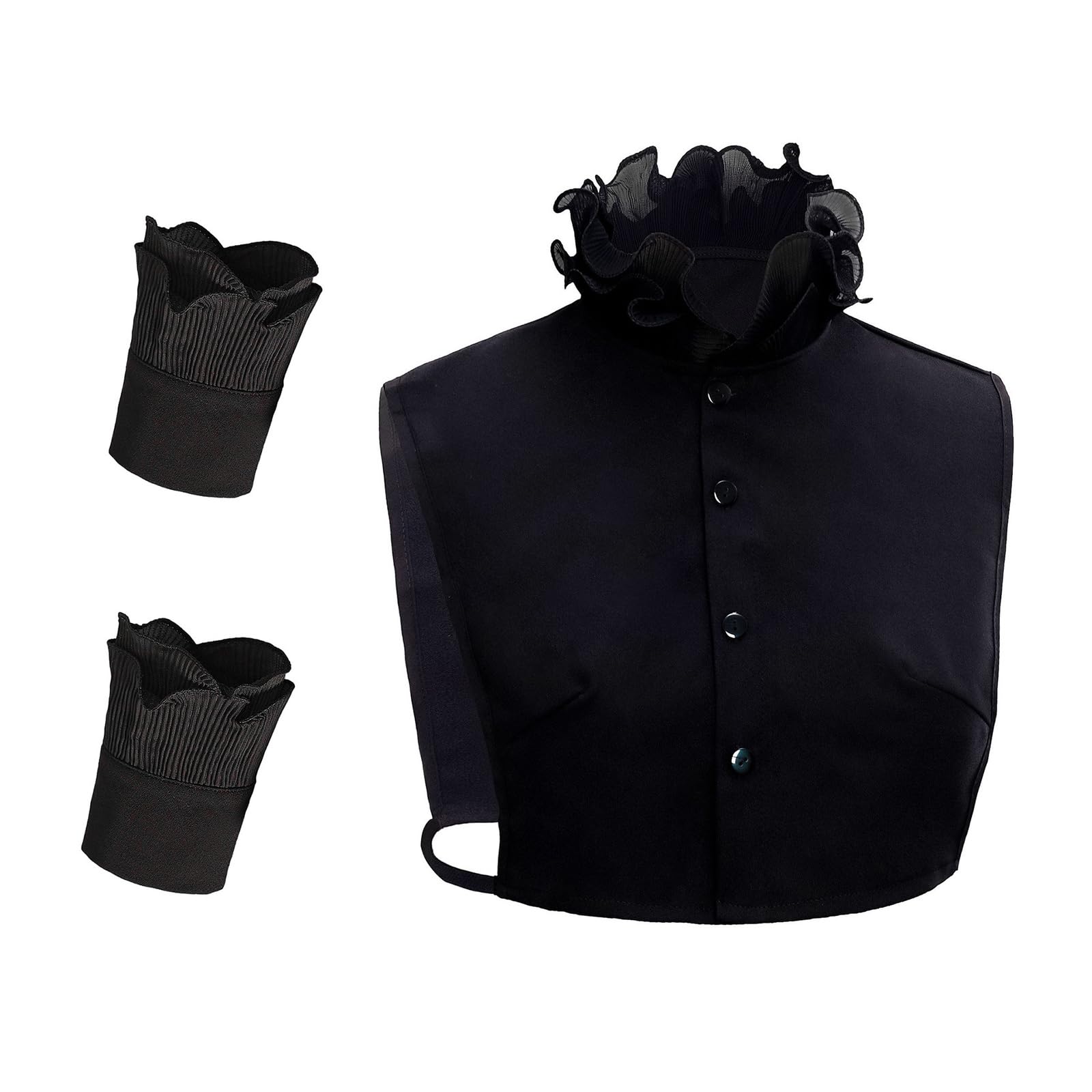 Xjdzineq Ruffled Stand Fake Collar Half Shirt with Wrist Cuffs Fake Sleeves Set Detachable Clothing Accessories for Women False Collar and Wristband Set