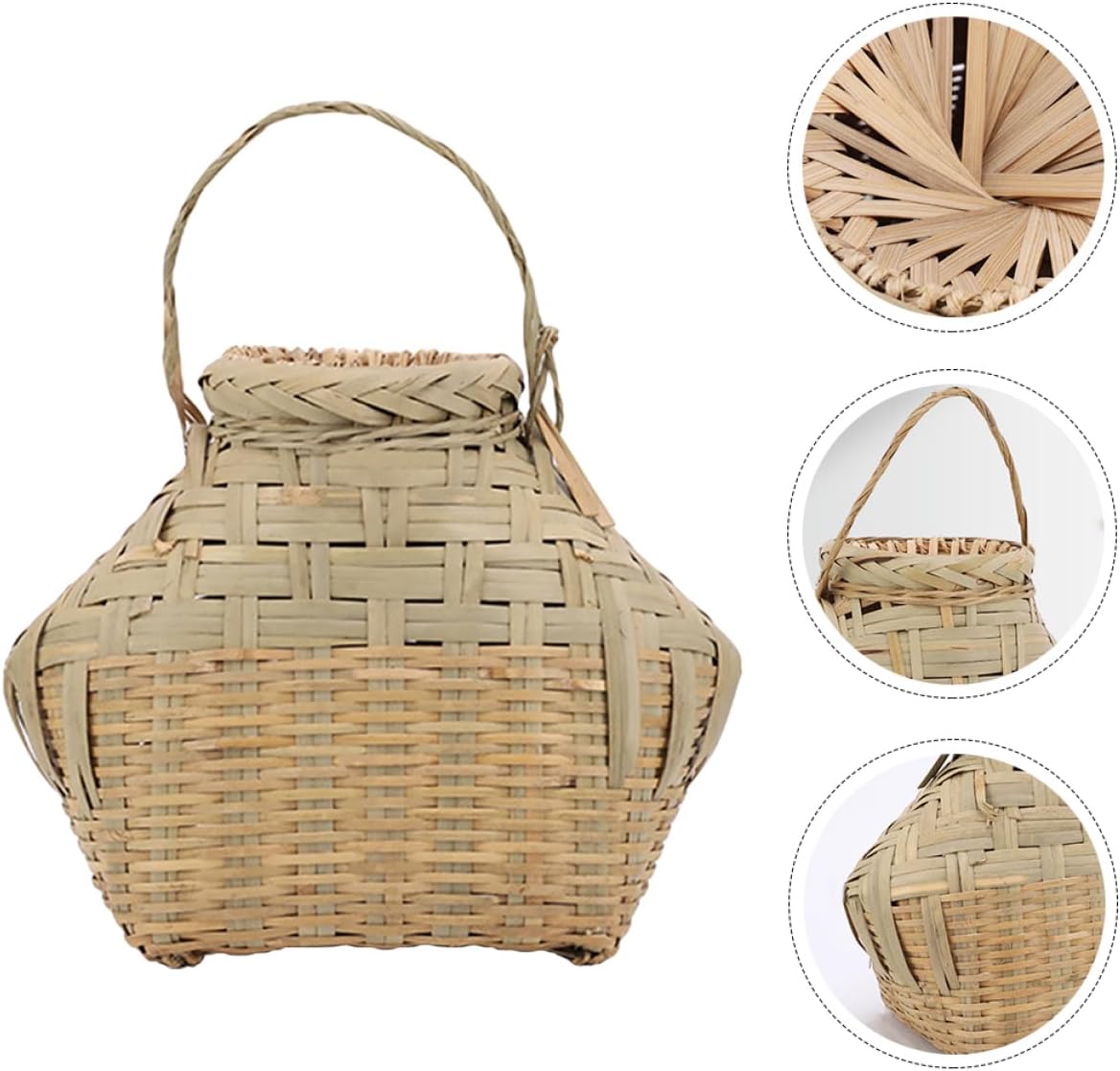 ERINGOGO Portable Bamboo Fishing Basket Lid Multi-Function Shrimp Container Sturdy Outdoor Fish Basket for Fishing Enthusiasts