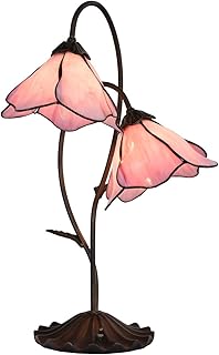 Bieye L10811 Flower Tiffany Style Stained Glass Table Lamp with 8-inch W...