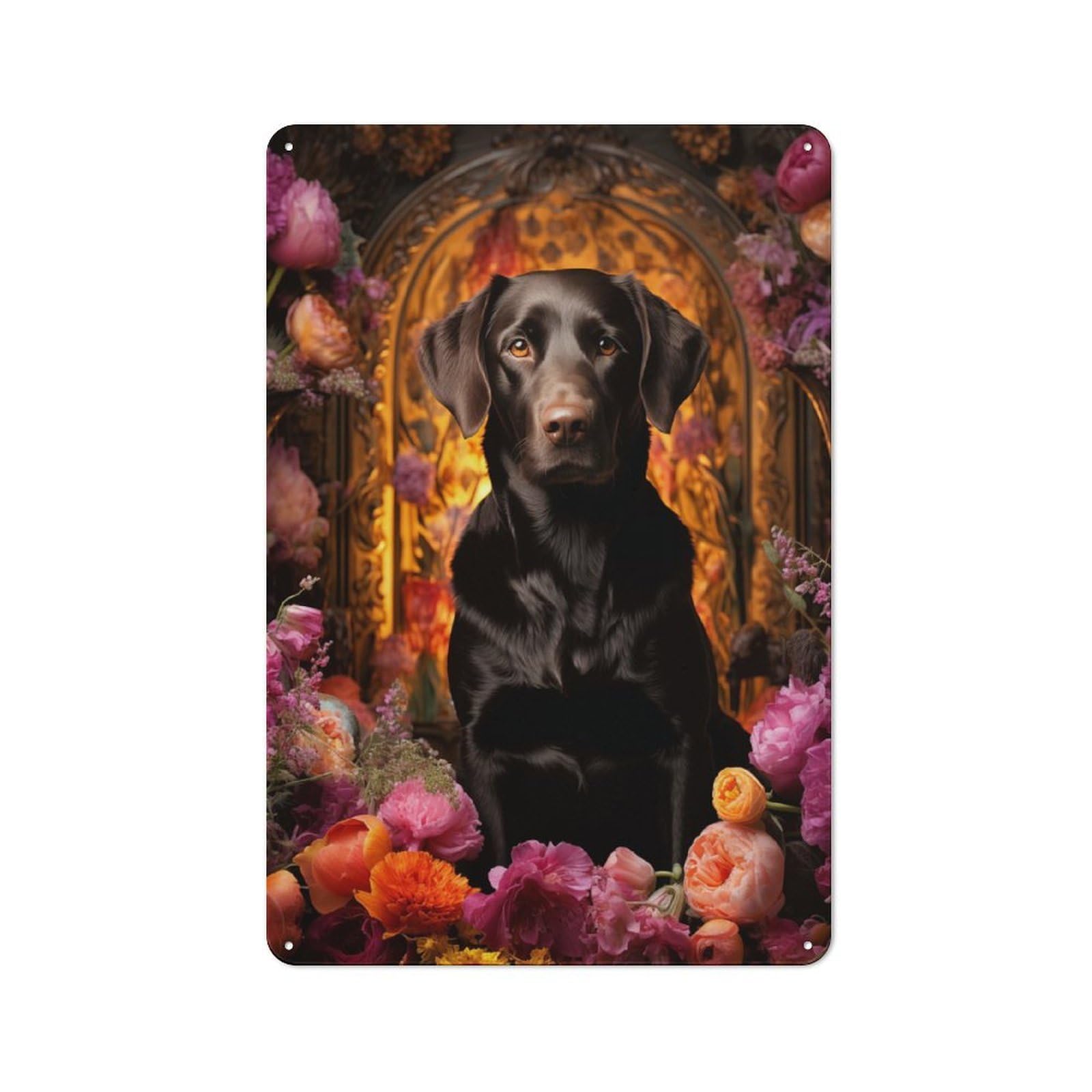 Chocolate Labrador Rustic Metal Wall Sign 30x20cm for Kitchen Or Home Bar, Suited to Home Bar Enthusiasts
