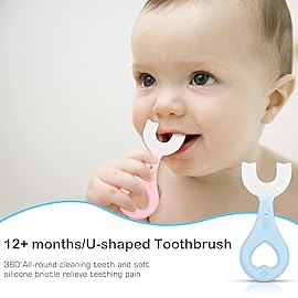 Frerdui 6 in 1 Baby Training Toothbrush Set - Infant to Toddler Toothbrush Oral Care Silicone Toothbrush for Baby - Food Grade Silicone,Extra Soft Bristles,Perfect for 6+,12+,24+ Months