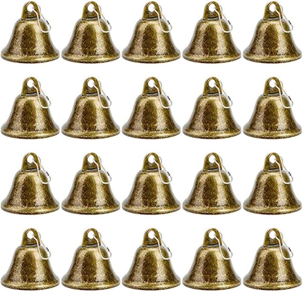 HOMSFOU 20pcs Vintage Metal Decorative Bells for Crafts Xmas Accessory Christmas Tree Ornaments Chic Design for for Wreaths and Garlands