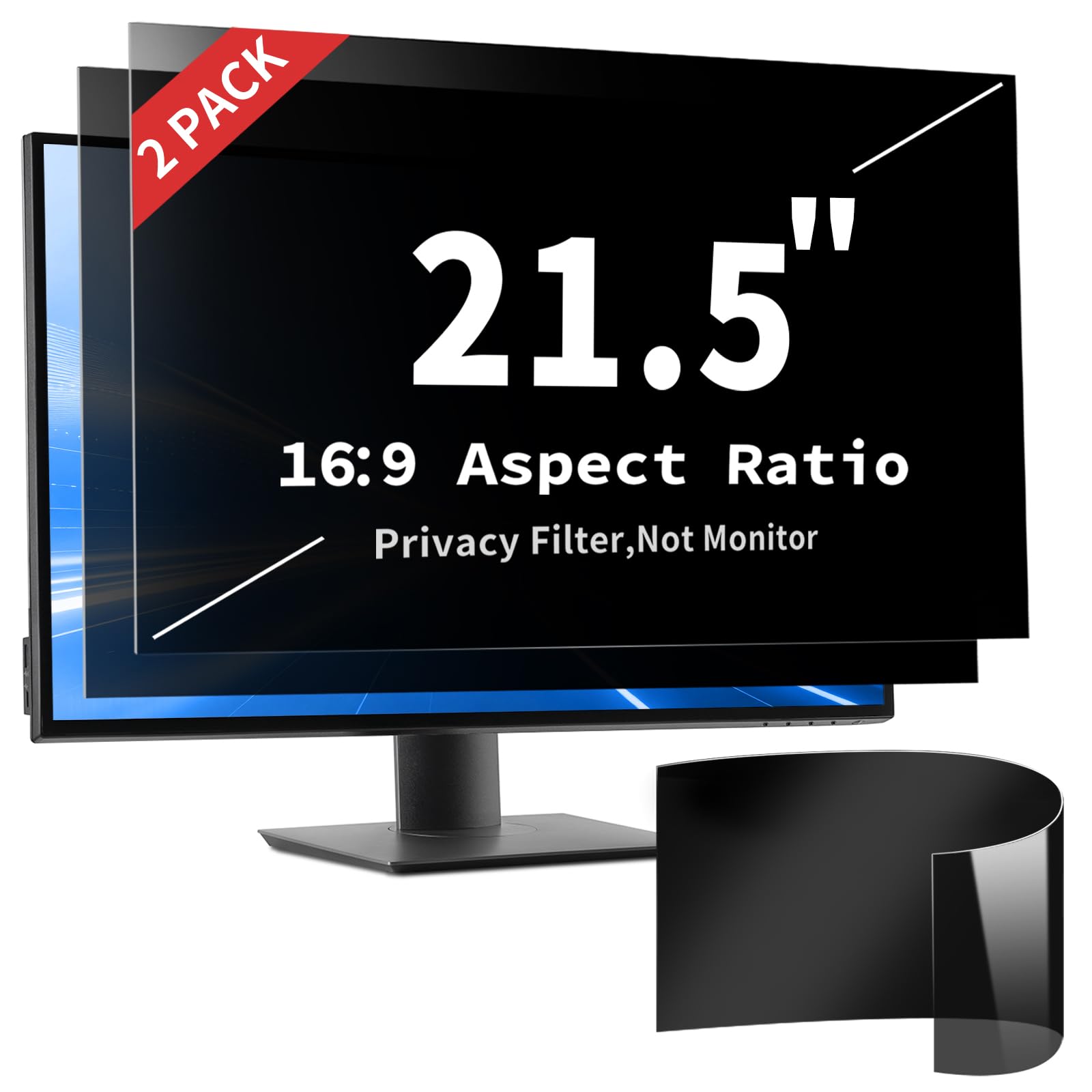 2 Pack 21.5 Inch Privacy Screen Filter for 16:9 Curved and Flat