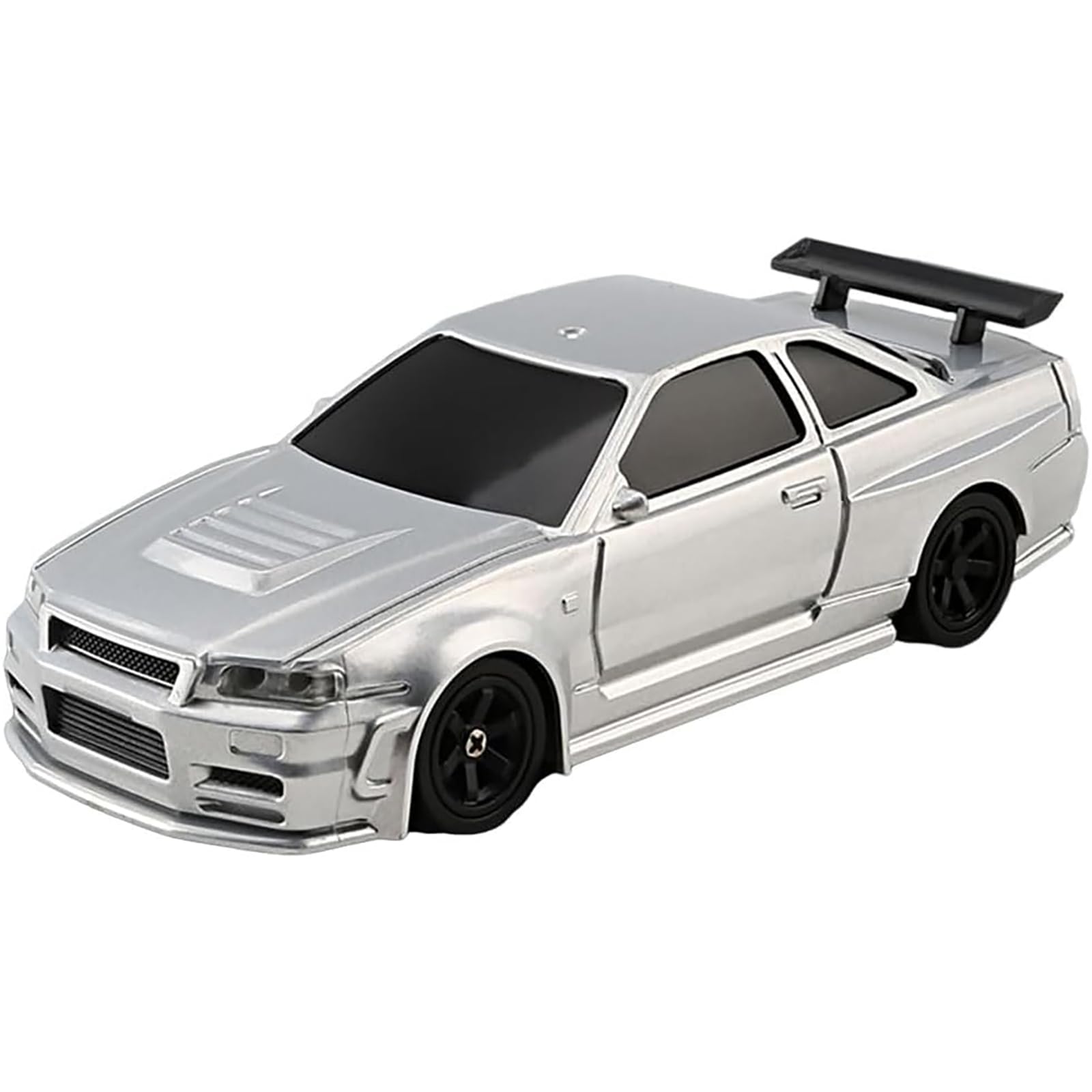 1/43 Mini RC Drift Car Gyro, 2.4G 4WD 15KM/H w pełni proporcjonalny model elektrycznego samochodu wyścigowego RC ze światłami LED, zdalnie sterowany pojazd dla dorosłych,Silver