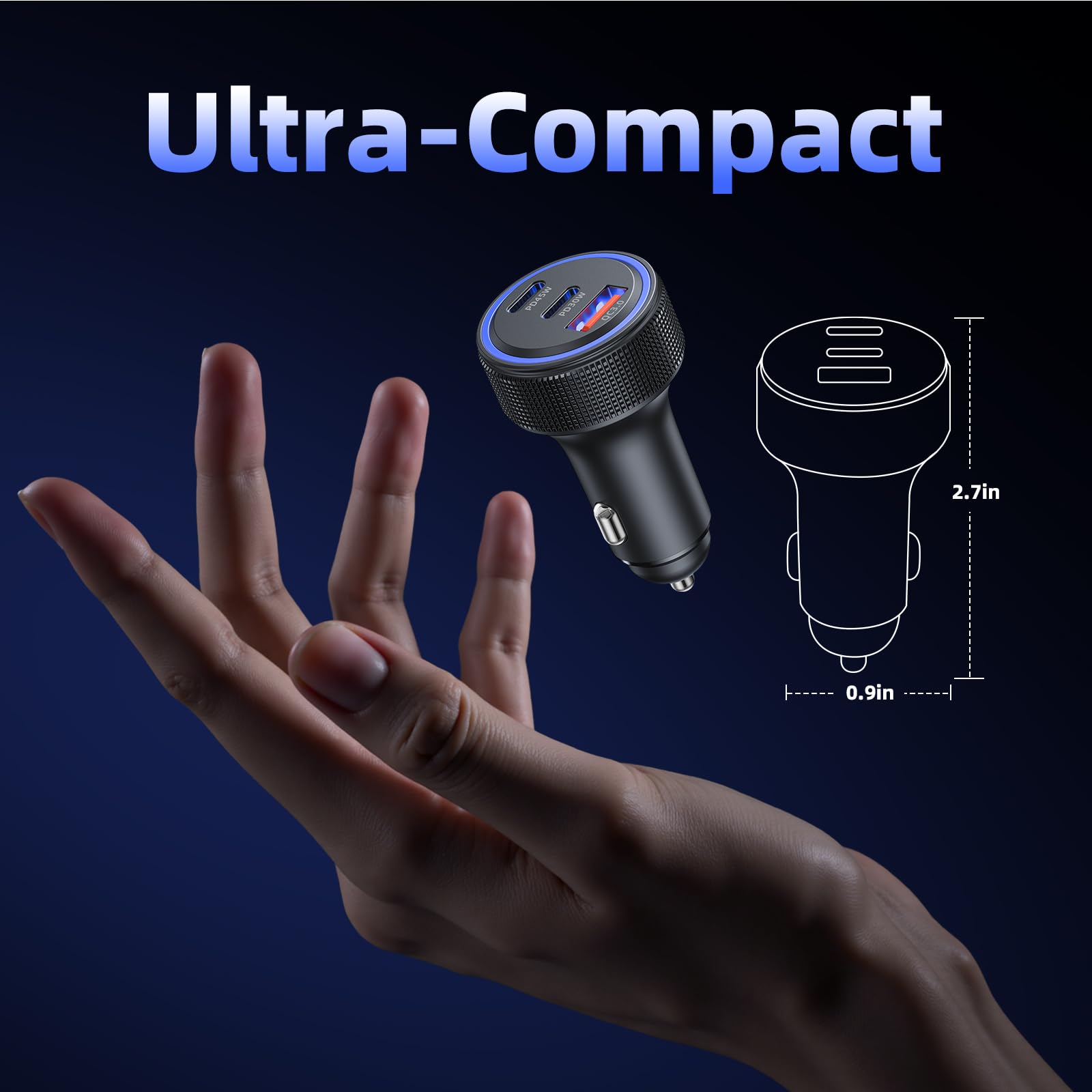 Chargeur Allume Cigare USB C 3 Ports 93W PD QC 3.0 Chargeur Voiture Charge Rapide Prise Allume Cigare 12V,pour iPhone iPad Samsung Huawei Xiaomi Tabletetc - 4