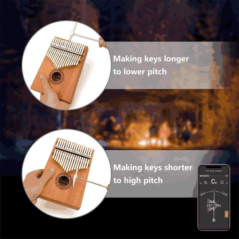 Kalimba 17 tasti Thumb Piano, Strumento per pianoforte a pollice in mogano, Portatile Professionale Pianoforte, con Accessori e Istruzione e martello