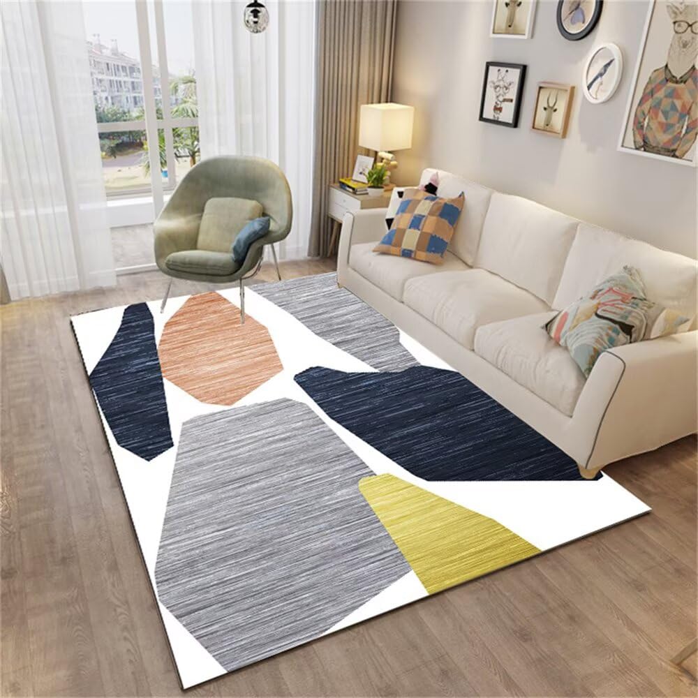 Tapis chambre ado garcon moquette douce 120x160cm lavable tapis de salon gris bleu