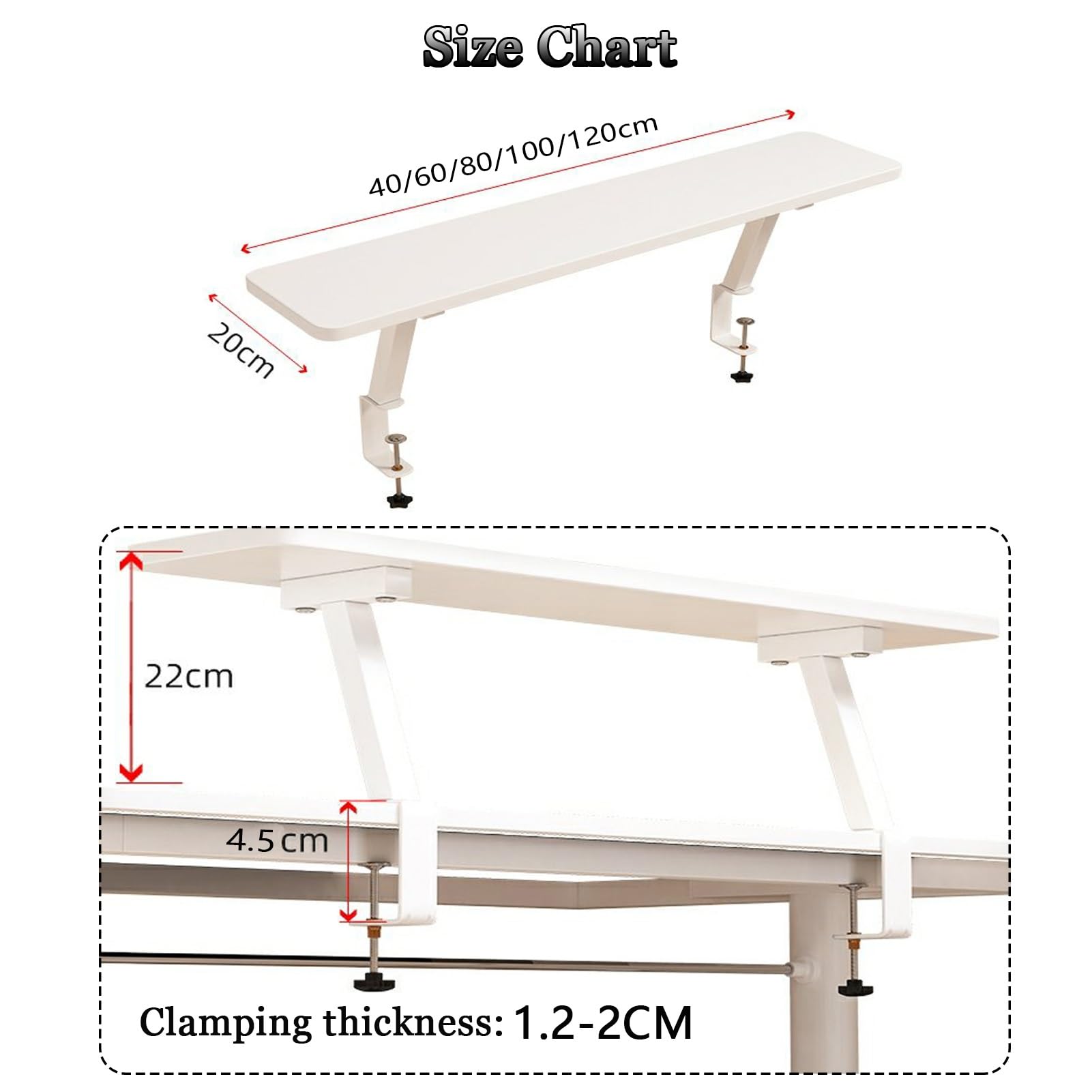 ÉtagèRe à Poser sur Bureau, Organisateur de Bureau Étagère de Bureau en Bois avec Pince pour La Maison et Le Bureau Cuisine et Salle de Bain(Logs,60cmx20cm)