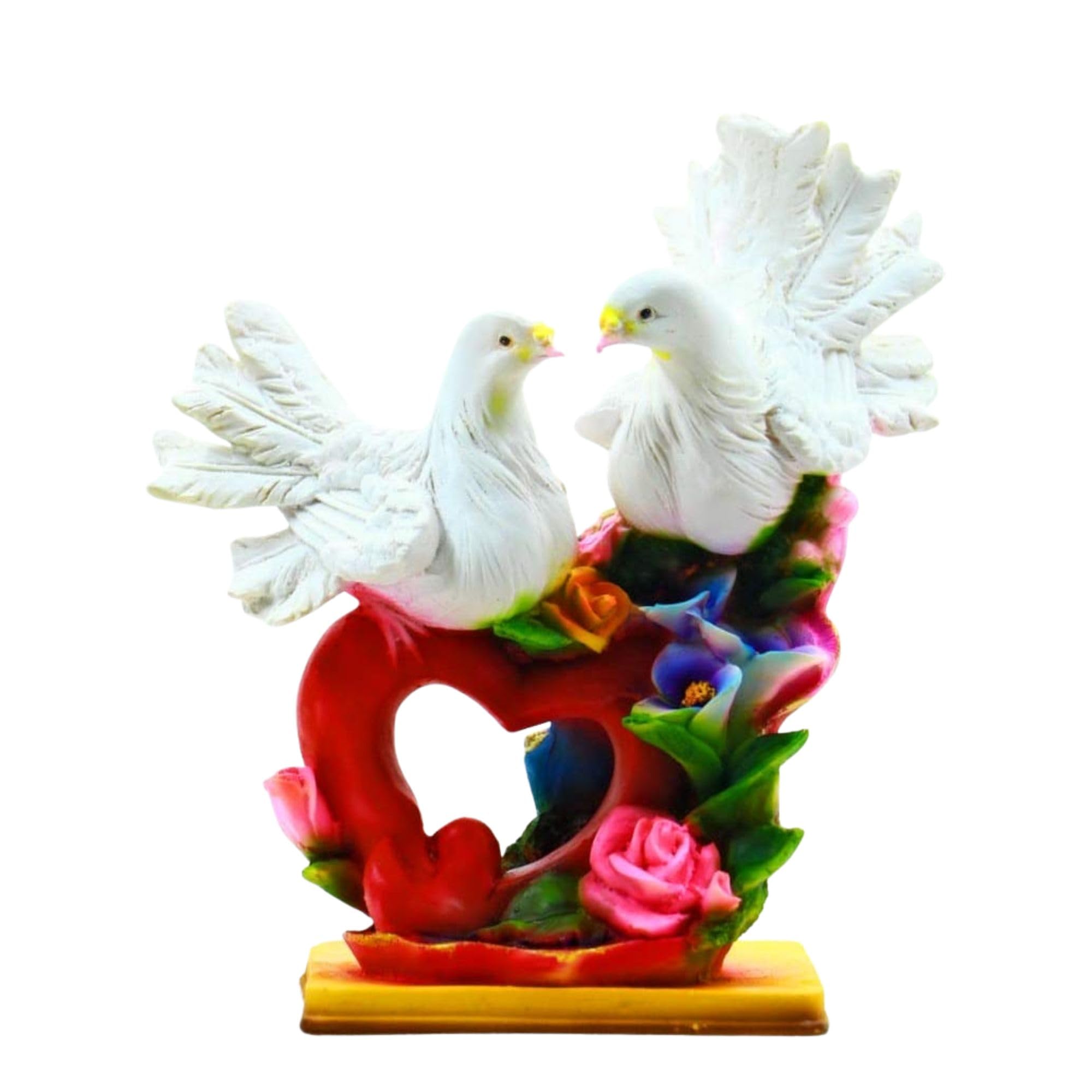 Newven Love Birds Showpiece Couple Gift Idol Decorative Statue Pigeon Figurine for Valentine Husband Home Decor Wedding House Warming 23X20X12 Cm Multicolour, 1 Piece