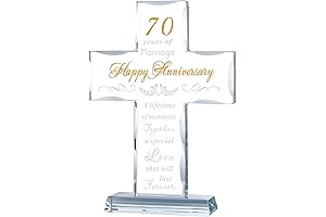 70th Wedding Anniversary Cross - Cherished Keepsake for Golden Wedding