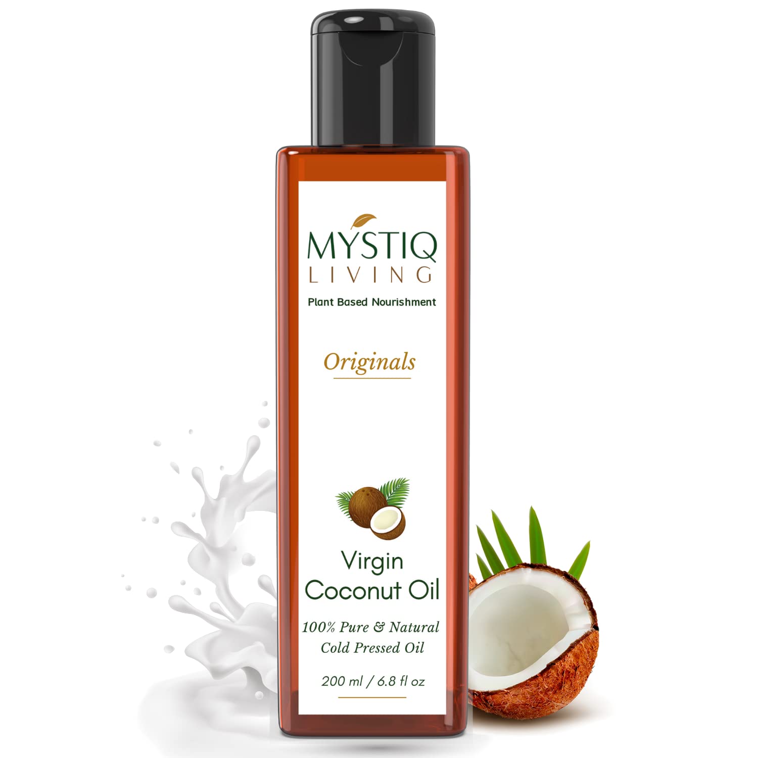 Mystiq LivingOriginals - Virgin Coconut Oil (From Coconut Milk), 200ML │For Hair, Skin & Baby Massage | Cold Pressed, 100% Pure & Natural