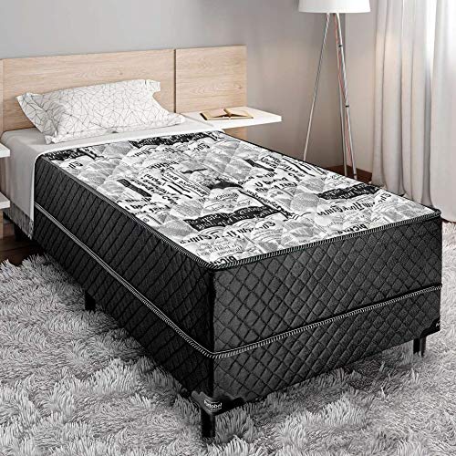 Cama Box Solteiro Conjugada Unyco D28 Ortopédico Preta