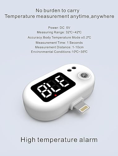 Miniatura 7 de Termómetro médico para la frente, termómetro para adultos y niños con pantalla LED, alarma de fiebre, viaje sin contacto (blanco)