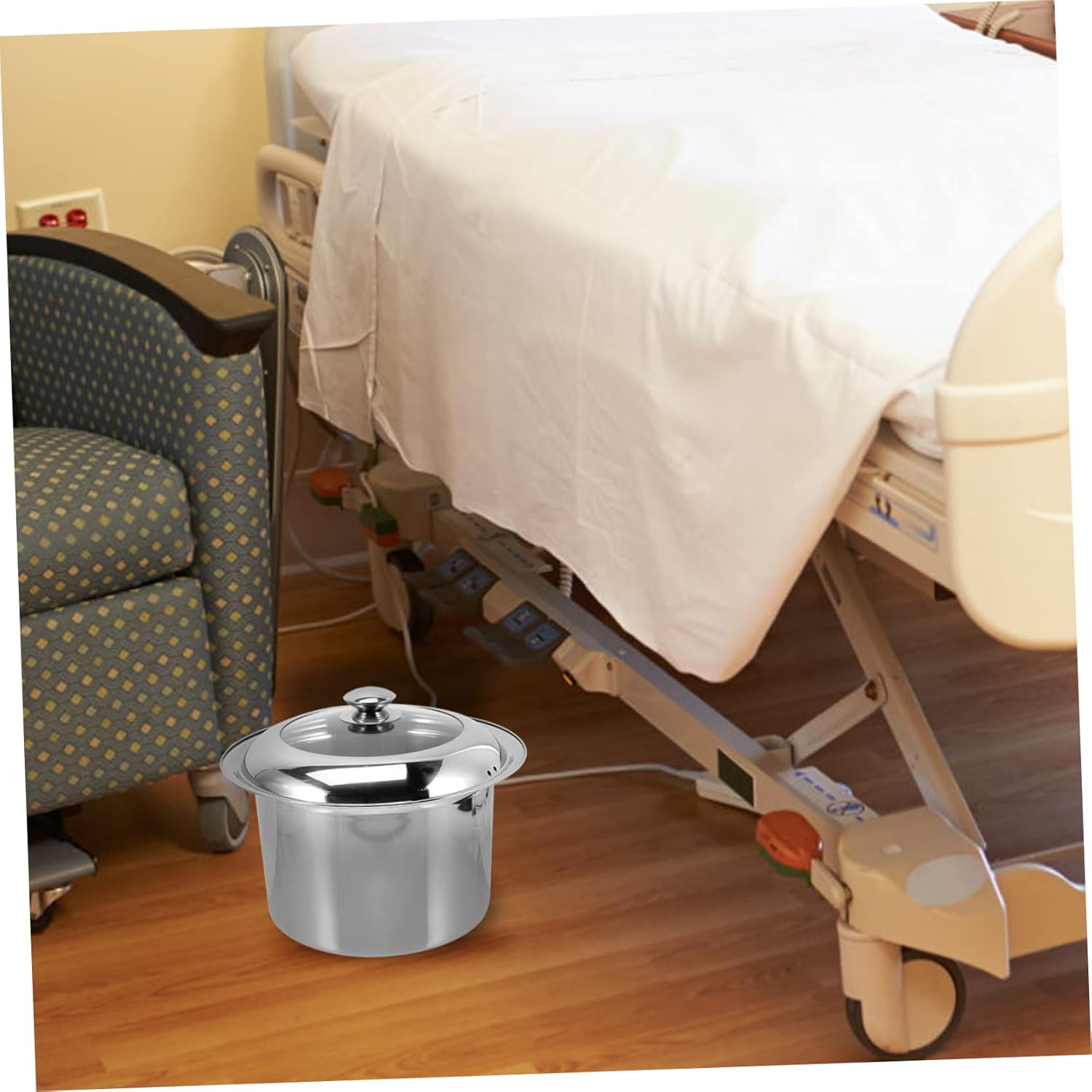 Didiseaon Stainless Steel Spittoon Bed Pan Commode Urine Holder Lidded Chamber Pot for Boys and Girls Adults
