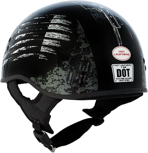 Miniatura 7 de Hot Leathers HLD1043 - Casco avanzado con diseño de calavera DOT de calavera negra y blanca brillante para hombres y mujeres