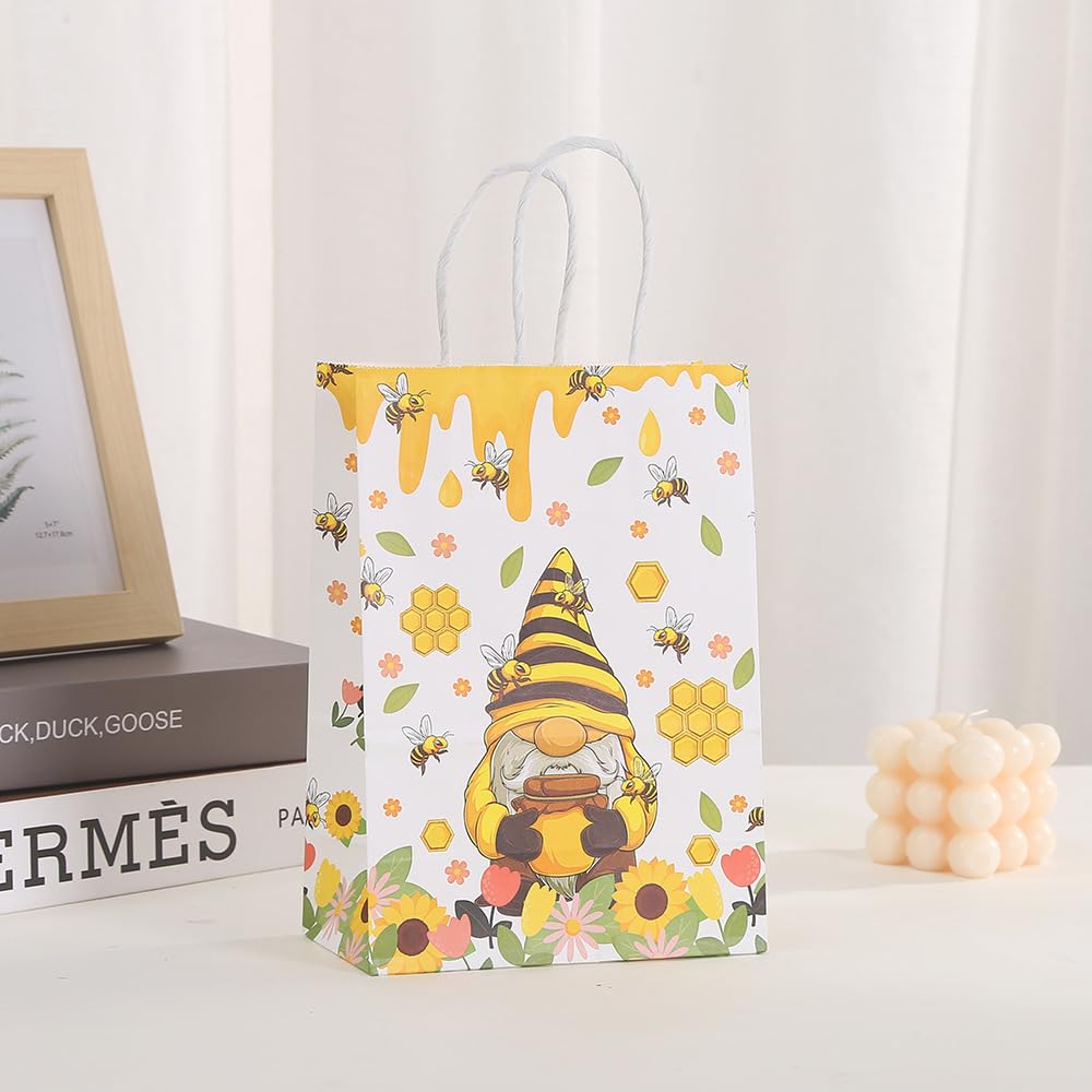 MotiMind Honigbienen-Geschenktüten – 24 Stück Mit 48 Gelben Schleifen, 21 X 15 X 8 Cm – Für Mottoparty, Geburtstag, Babyparty, Deko