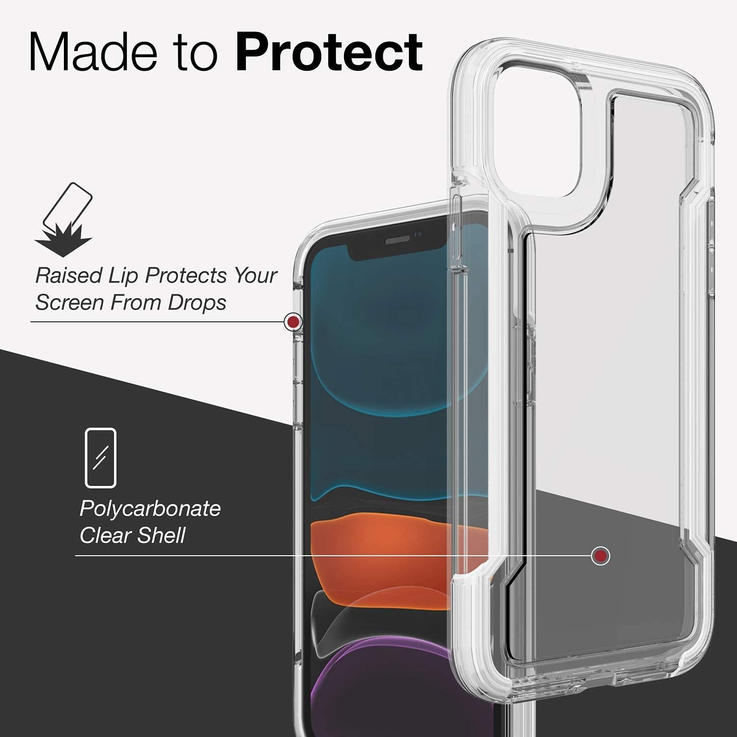 Nеw Dеаl Raptic Clear, Compatible with Apple iPhone 11 (Formerly X-Doria Clear) - Military Grade Drop Protection, Shock Protection, Clear Protective Case for Apple iPhone 11, White