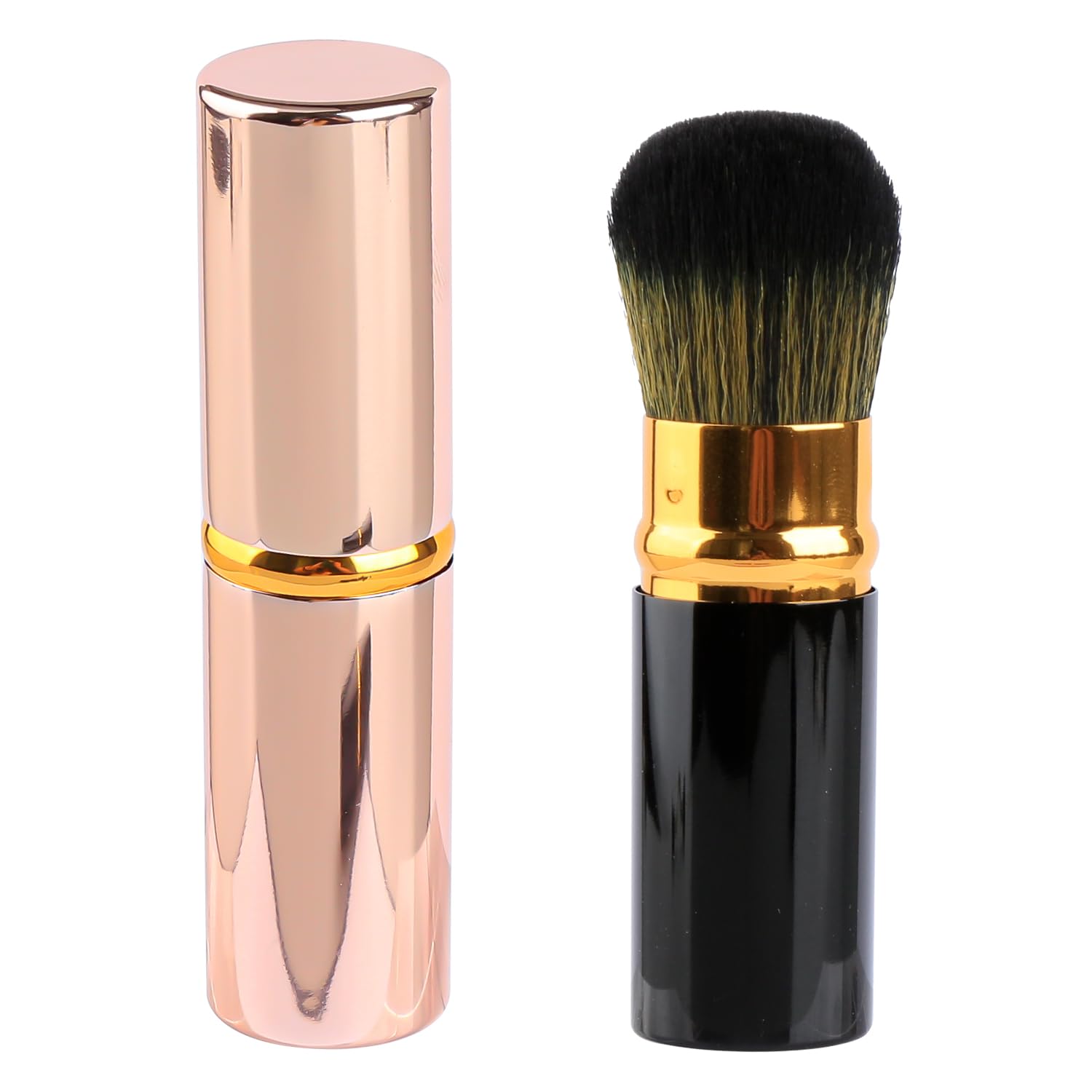 Luckious 2 PCS Retractable Blush Brush with Lid, Travel Makeup Brush