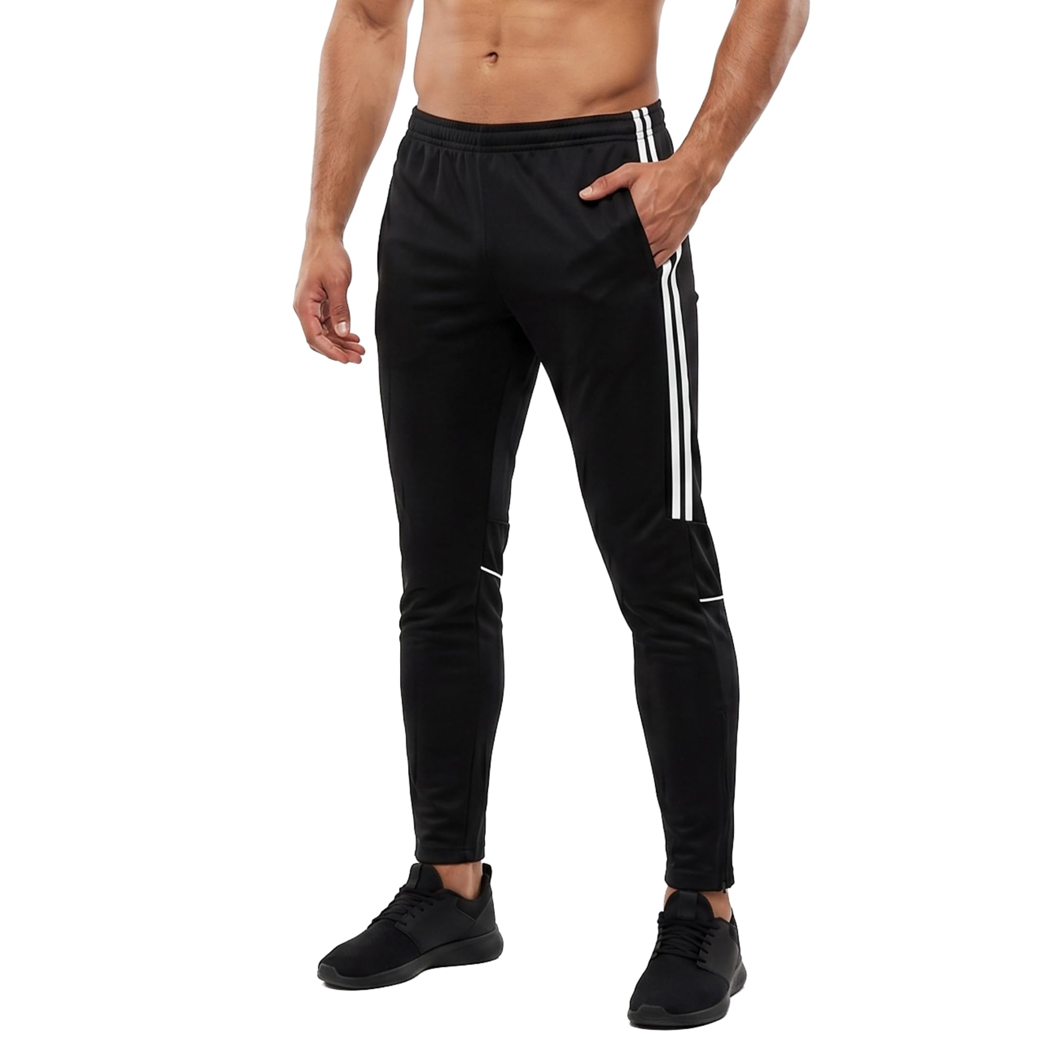 Sixsigma Sports Men's Black Tracksuit Bottoms Sweatpants Zip Pockets - Quick Dry Joggers Bottoms For Gym, Joggers Running & Sports - Ideal Trousers Gifts For (Uk, Alpha, Xxl, Regular, Regular, )