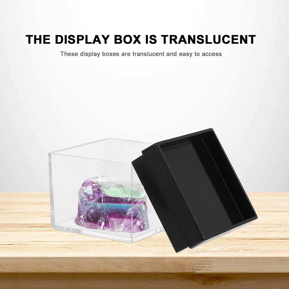 Baluue Transparent Display Box with Lid 1.02 inch Square Countertop Display Case Holder for Challenge Coins Medals Jewelry Poker Chips Leaf Specimens Collectibles 10 Pack