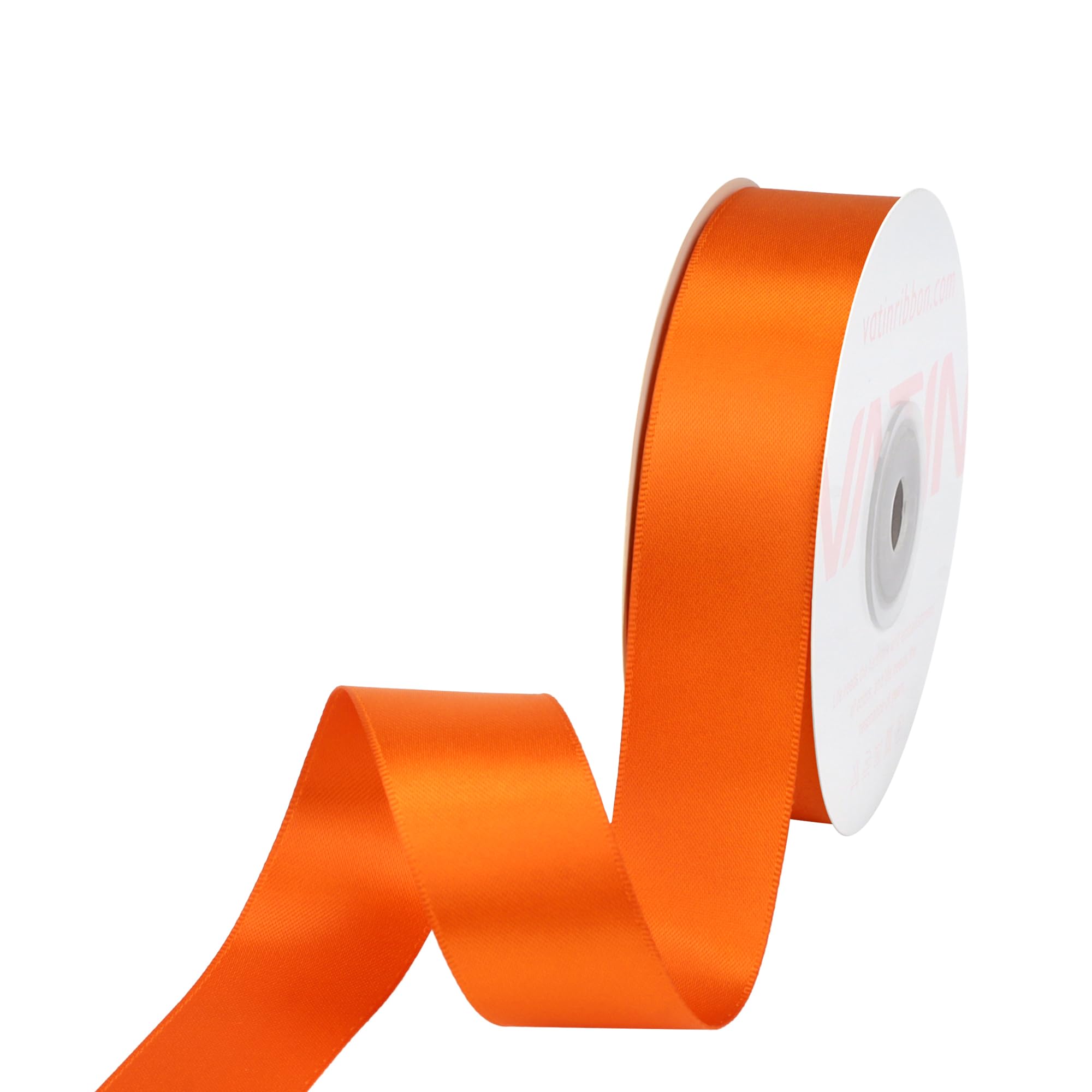 VATIN Double Face Orange Satin Ribbon 1" Continuous 50 Yards,Orange Polyester Fabric Ribbon use for Bows Bouquet, Gift Wrapping, Floral Arrangement