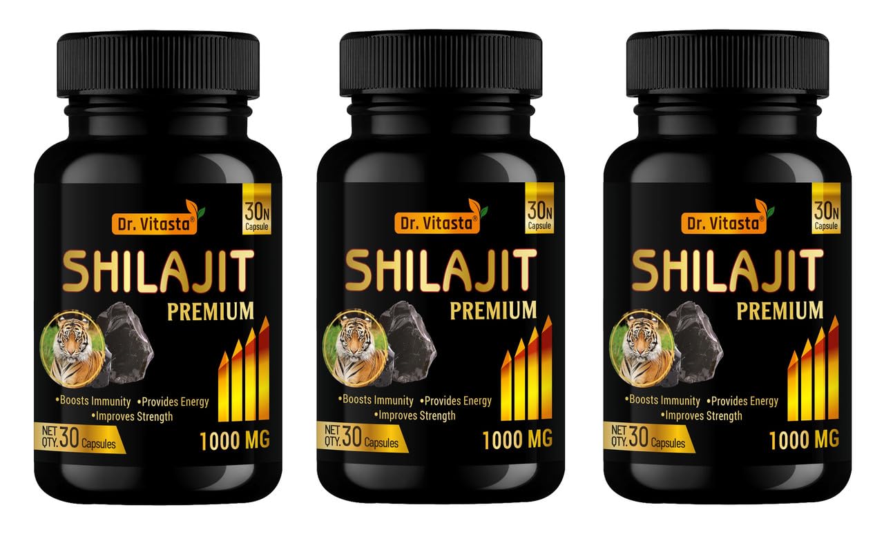 DR. VITASTA Shilajit Premium Capsules | Boosts Immunity & Provide Energy | Improve Strength (50 Capsules - Pack of 3)