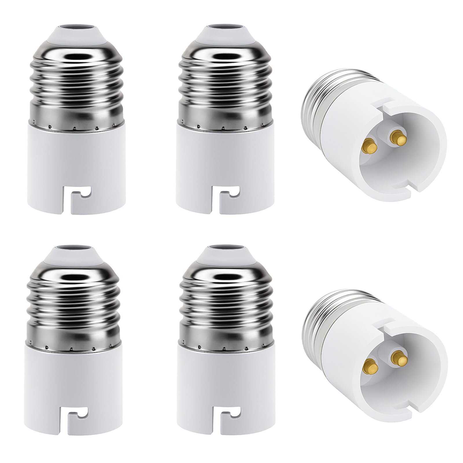 6 Pcs E27 to B22 Adapter, Lamp Socket Adapter Socket Converter, Screw to Bayonet Bulb Socket Adaptor Convertor, E27 to Bayonet Adapte, Ligh Bulb Socket Adapter Screw to Bayonet,Lamp Light Bulbs Holder