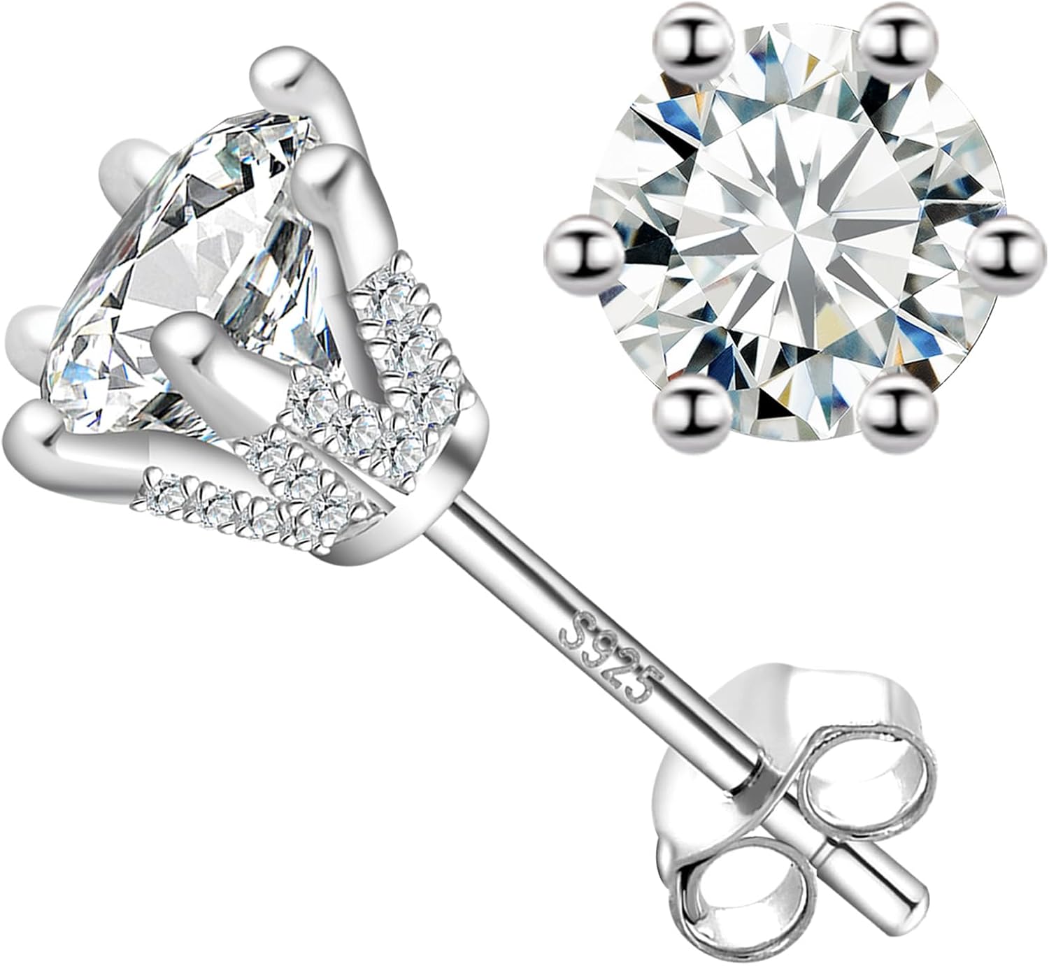 2CT Moissanite Earrings Studs for Women - 2CT Moissanite Earrings 925 Sterling Silver Piercing Hypoallergenic Jewelry Ear Stud