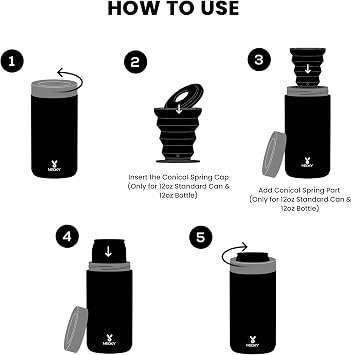 Meoky Universal Can Cooler Insulated: Fits All - For Regular 12 & 16 oz Cans, Slim Cans and Bottles - Double-Walled Stainless Steel - For Men (Glacier)