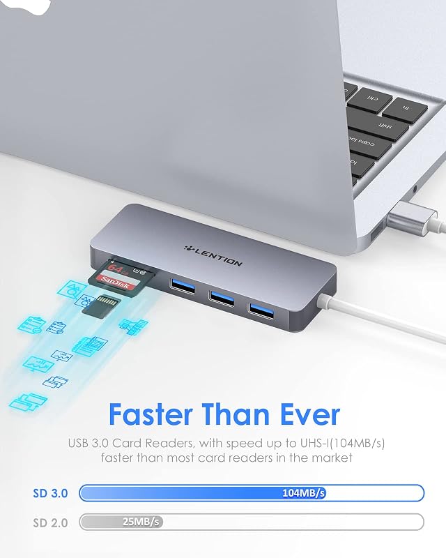 LENTION 5-in-1 USB Hub - 3 USB 3.0 Port (5Gbps) + SD/TF Kártyaolvasó - MacBook, Surface, Lenovo, HP Laptopokhoz - Űrszürke
AI: I've created