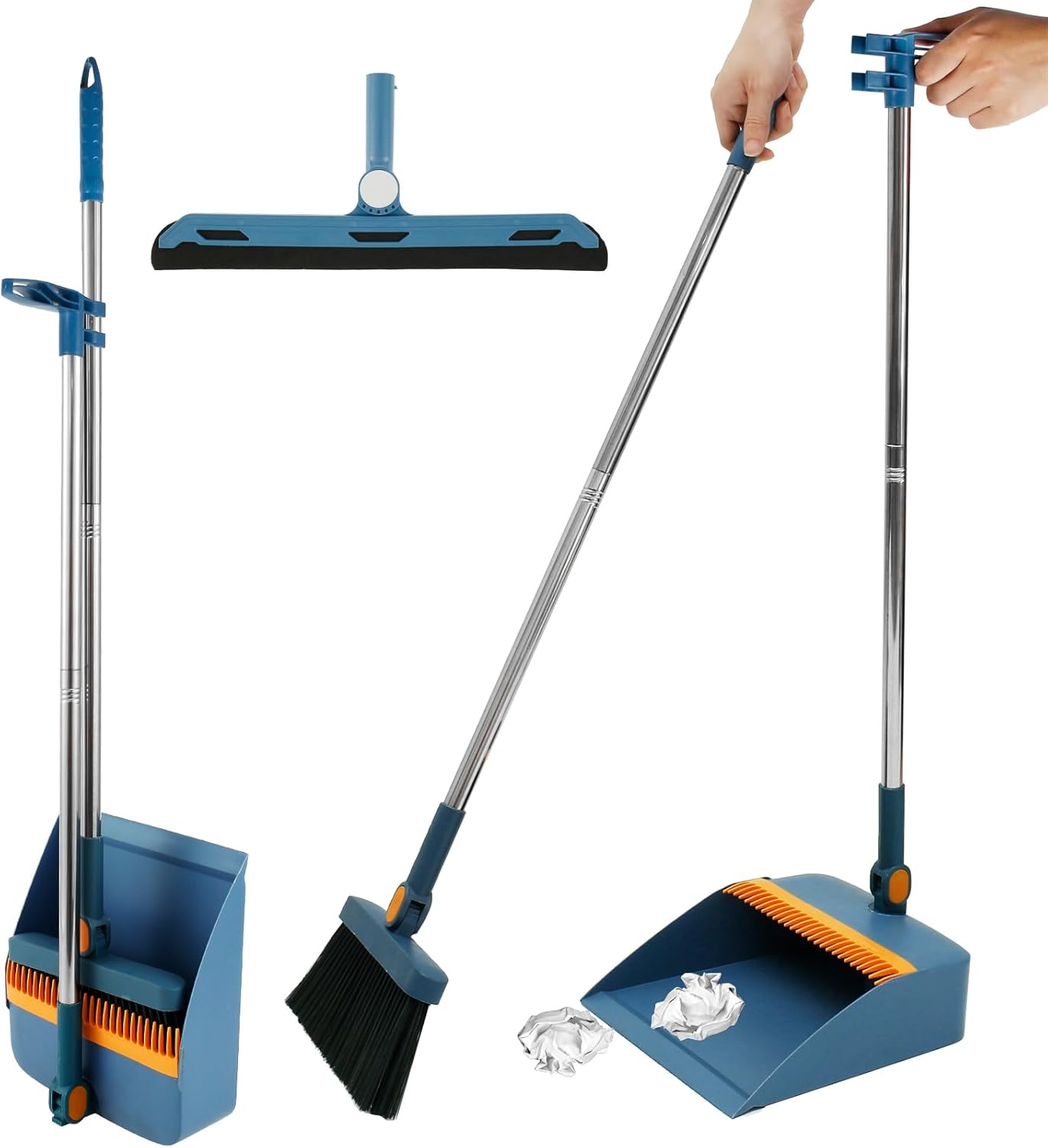 Floor Sweeping Set, Long Handle 180°Rotating Floor Broom