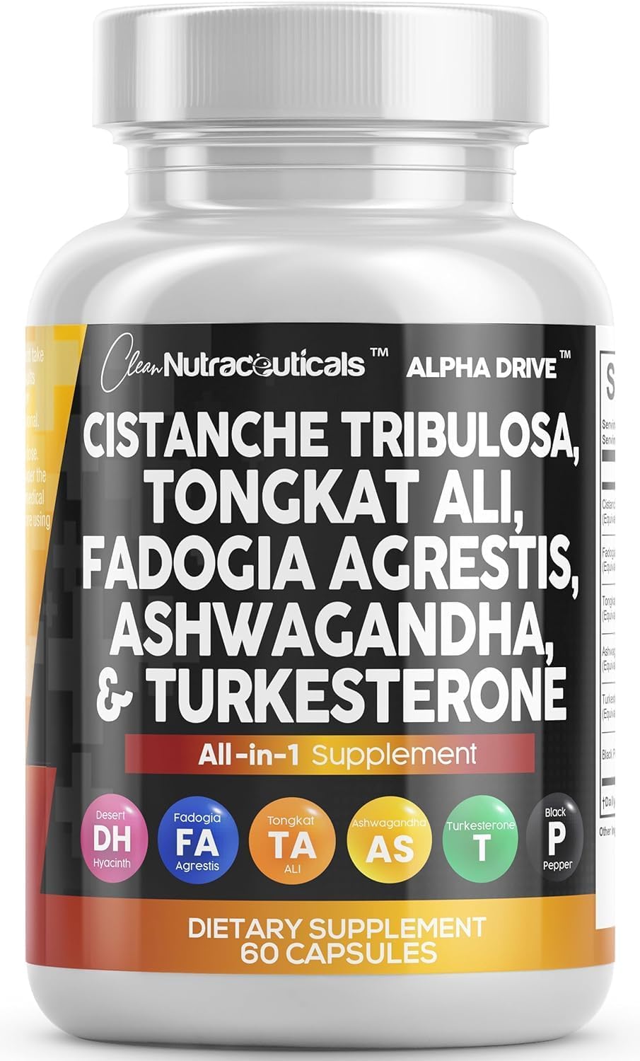 Athinika Nutrition Clean Nutra Cistanche Tribulosa 6000mg Fadogia Agrestis 600mg Tongkat Ali 400mg Turkesterone Pills 2000mg Ashwagandha Extract 3000mg Capsules Supplement for Men, 60