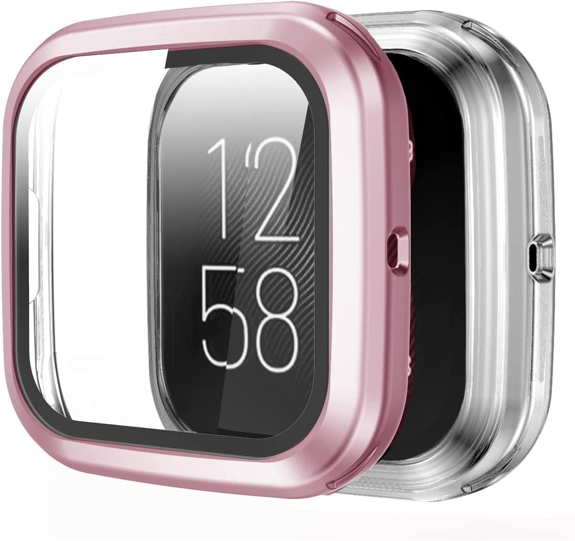 Rc-Z Funda protectora de pantalla para Fitbit Versa 2, protector de policarbonato duro mate, cubierta protectora de cristal de cara completa para