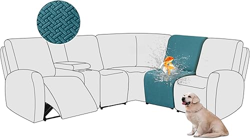 Miniatura 106 de ALIECOM Fundas 100% impermeables para sofá seccional reclinable en forma de L, funda elástica para sofá seccional reclinable de esquina, protector