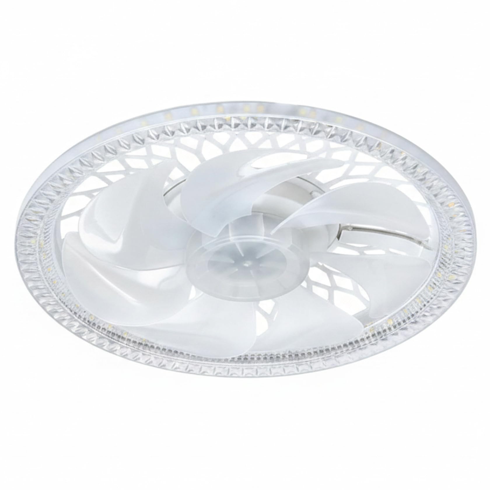 DAGLLGEW Ceiling Fan Light, Remote Led Ceiling Fan E27 Socket, 360° Oscillating, Dimmable Light With 4 Speeds, White (boxed) Dc Motor with LED Lights