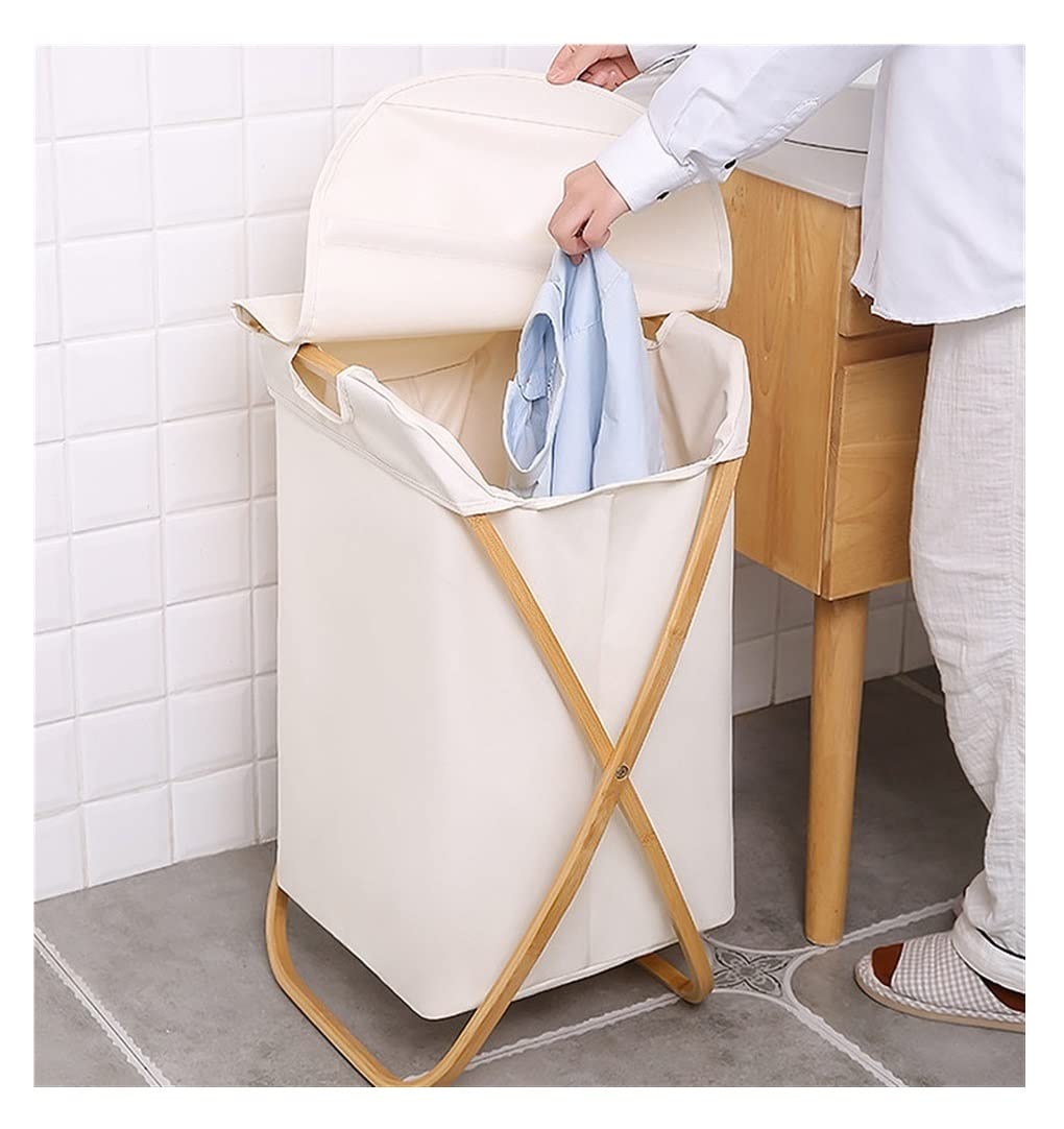 Kosz na Pranie Pojemnik na Pranie Kosze Na Pranie Składany Kosz Torba Na Pranie Kosz Do Przechowywania Ubrań Z Pokrywką Kosz na Bieliznę (Color : A, Size : 47 * 34 * 70cm)