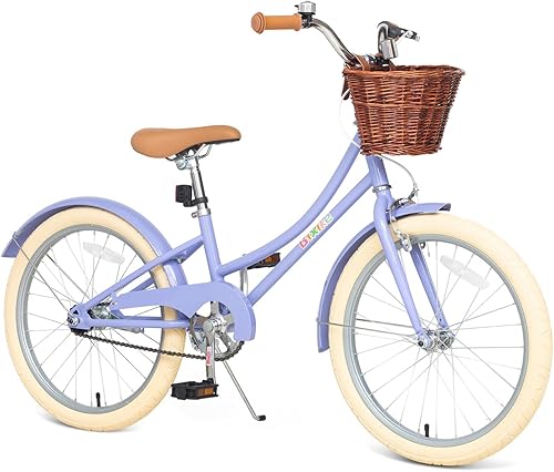 Miniatura 14 de Retro Design Girls Bike with Basket and Coaster Brake for 3-13 Years Old Kids, 14 16 18 Inch Cruiser Bicycle for Toddlers with Training Wheels, 20