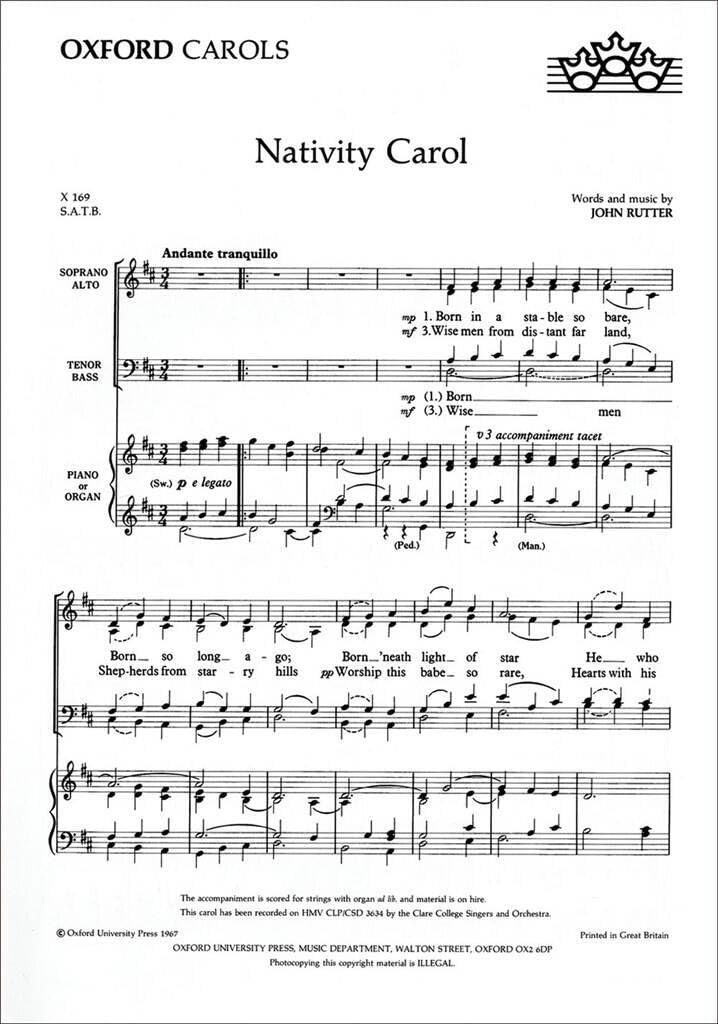Nativity Carol: SATB vocal score