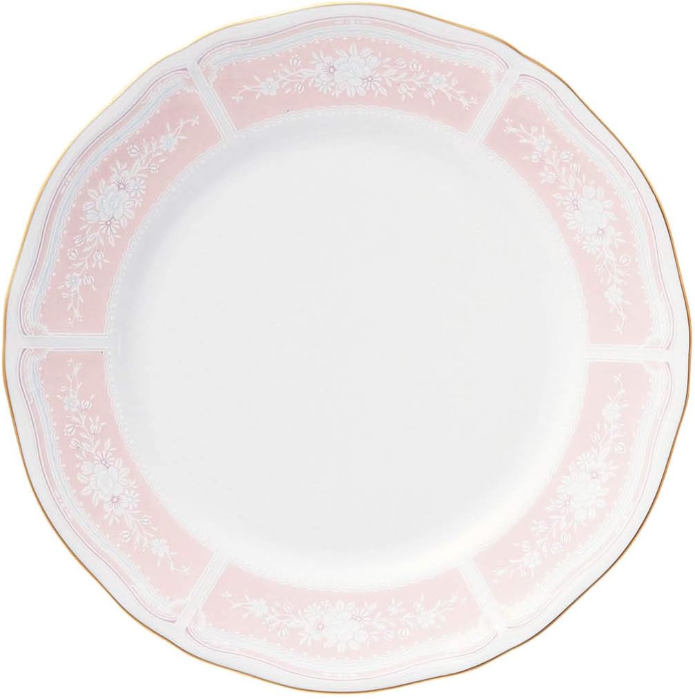 Noritake 1507-4L/94415 Fine Porcelain Lace Wood Gold Medium Plate, Pink, Diameter: Approx. 7.1 inches (18.1 cm), Height: Approx. 0.8 inches (2 cm)