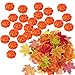 24 Pieces Mini Fake Pumpkins 1.38 x 0.87 inch Mini Artificial Pumpkin with 100 Pieces Fake Maple Leaves, Small Cute Realistic Foam Pumpkin for Halloween Fall Harvest Thanksgiving Party Decoration