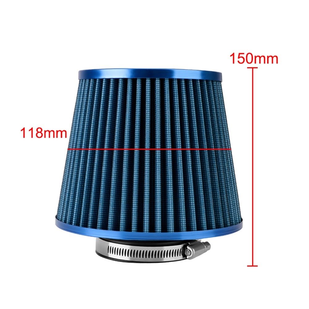 Filtro De Admisión Aire Sport Power Cone 76 Mm, Accesorio Inducción para Coche, Universal para Filtros(Red)